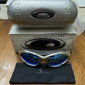 BRAND NEW Vintage Sunglasses Oakley Plate Blue Fire Juliet x Metal Polarized